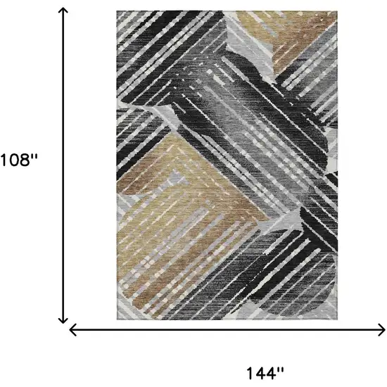 Black And Gray Geometric Washable Indoor Outdoor Area Rug Photo 9