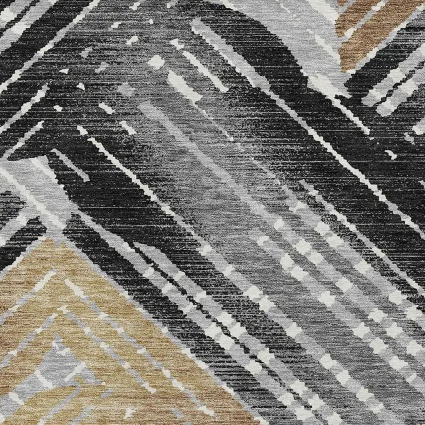 Black And Gray Geometric Washable Indoor Outdoor Area Rug Photo 3