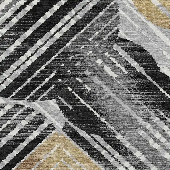 Black And Gray Geometric Washable Indoor Outdoor Area Rug Photo 5