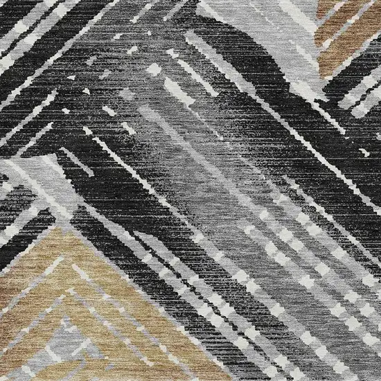 Black And Gray Geometric Washable Indoor Outdoor Area Rug Photo 3