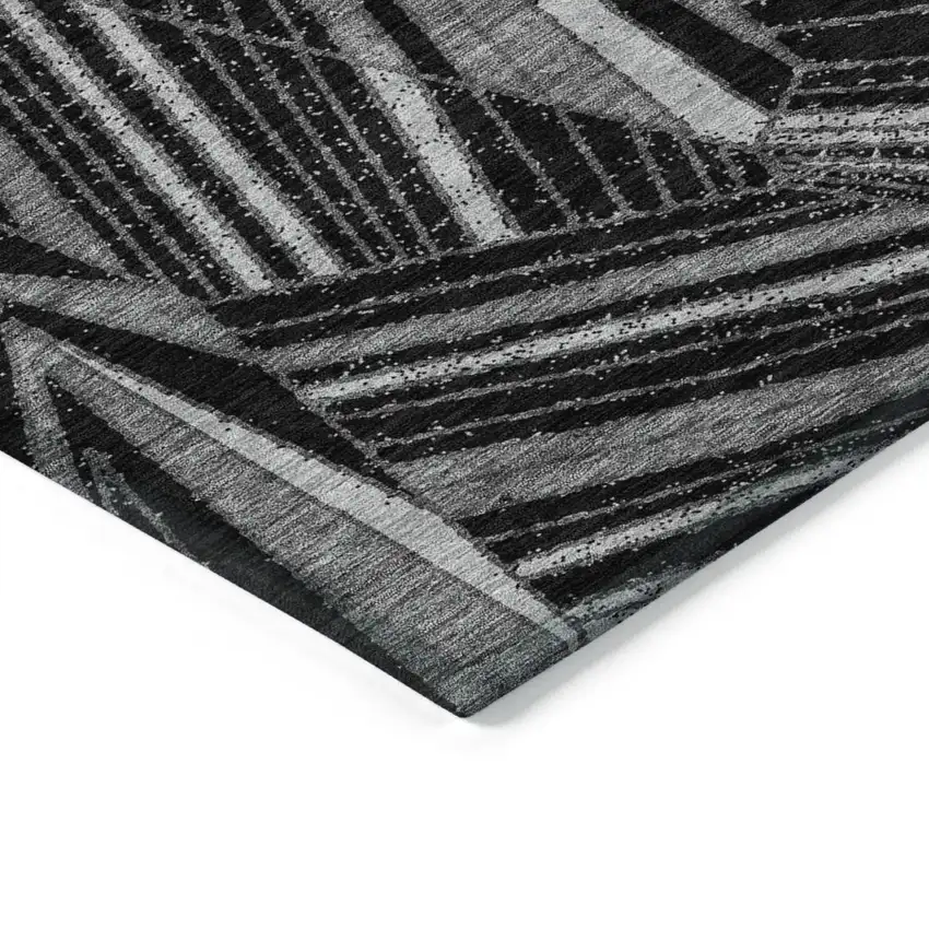 Black And Gray Geometric Washable Indoor Outdoor Area Rug Photo 4