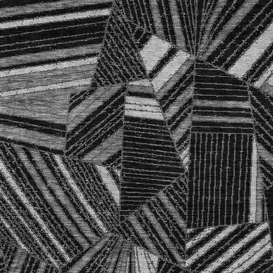 Black And Gray Geometric Washable Indoor Outdoor Area Rug Photo 6