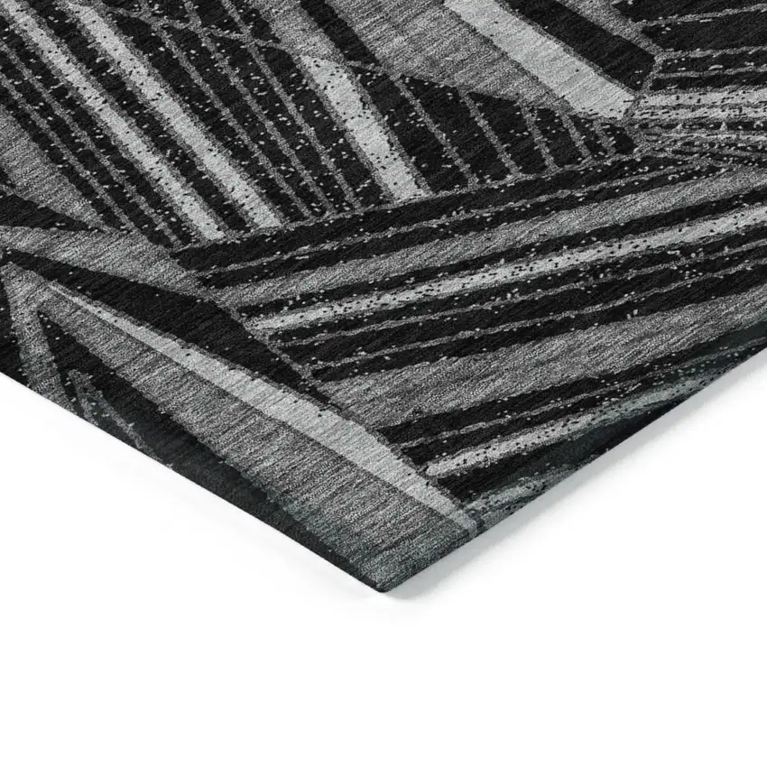 Black And Gray Geometric Washable Indoor Outdoor Area Rug Photo 5