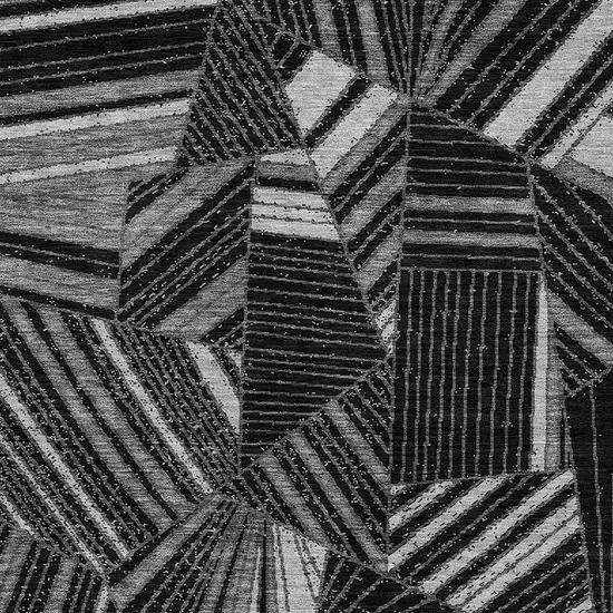 Black And Gray Geometric Washable Indoor Outdoor Area Rug Photo 6