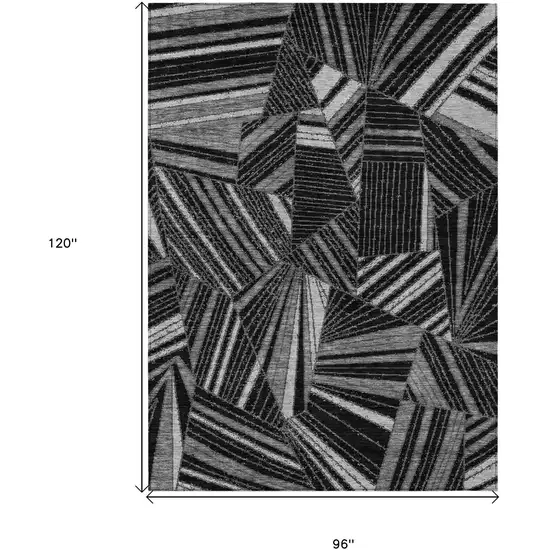 Black And Gray Geometric Washable Indoor Outdoor Area Rug Photo 3