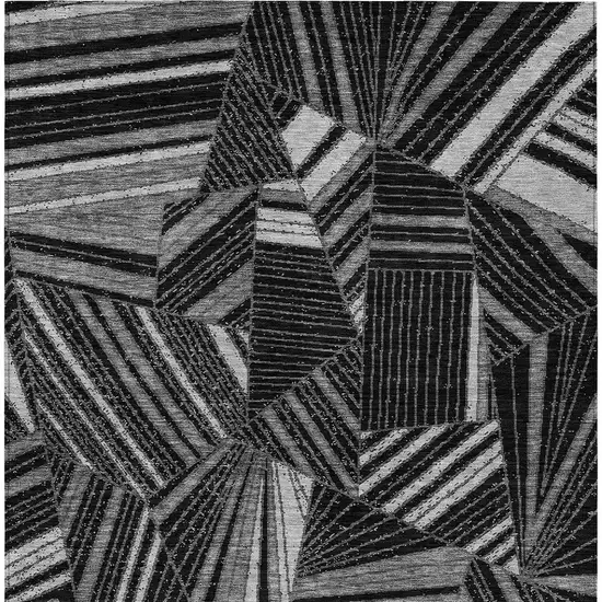 Black And Gray Geometric Washable Indoor Outdoor Area Rug Photo 6