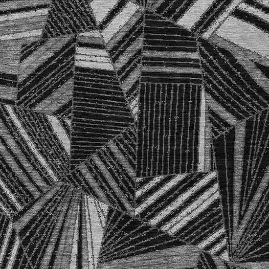 Black And Gray Geometric Washable Indoor Outdoor Area Rug Photo 4