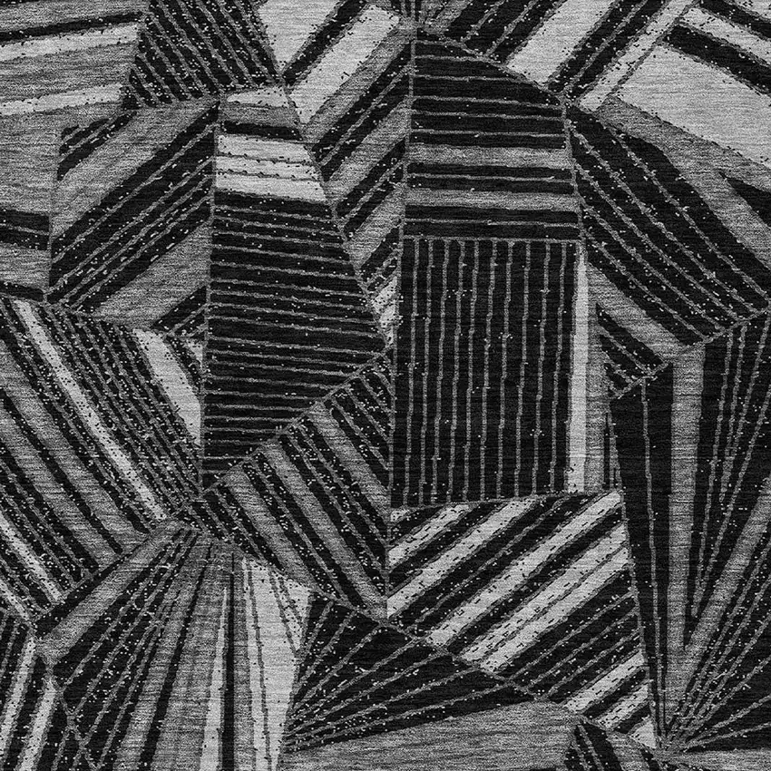 Black And Gray Geometric Washable Indoor Outdoor Area Rug Photo 4