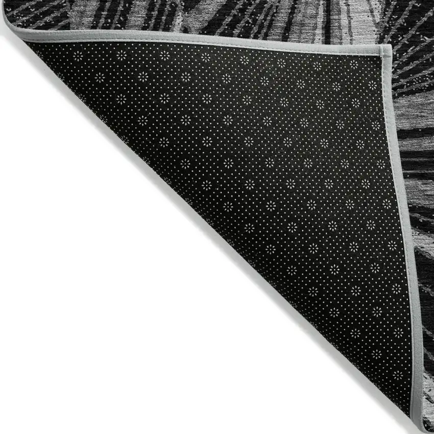Black And Gray Geometric Washable Indoor Outdoor Area Rug Photo 2