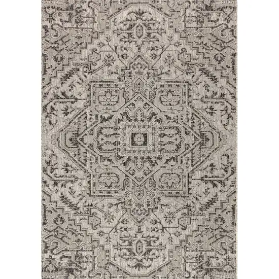 Black And Gray Medallion Indoor Outdoor Area Rug Photo 1