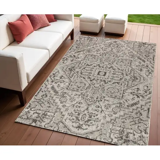Black And Gray Medallion Indoor Outdoor Area Rug Photo 1