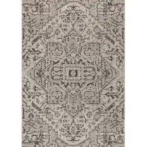 Photo of Black And Gray Medallion Indoor Outdoor Area Rug