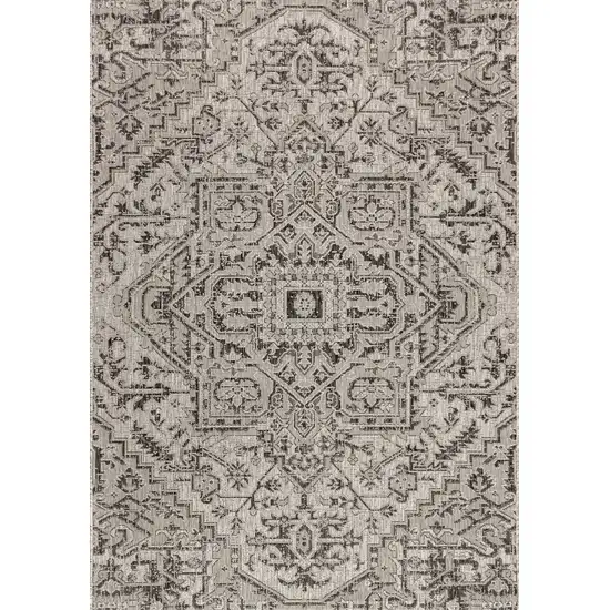 Black And Gray Medallion Indoor Outdoor Area Rug Photo 3