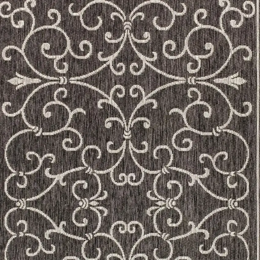 Black And Gray Medallion Indoor Outdoor Area Rug Photo 2