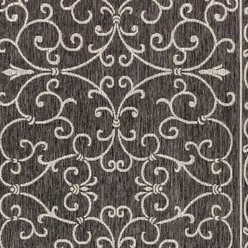 Black And Gray Medallion Indoor Outdoor Area Rug Photo 2