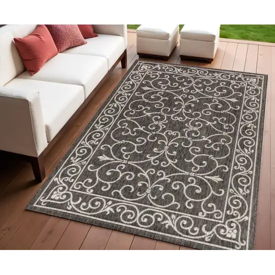 Black And Gray Medallion Indoor Outdoor Area Rug Photo 1