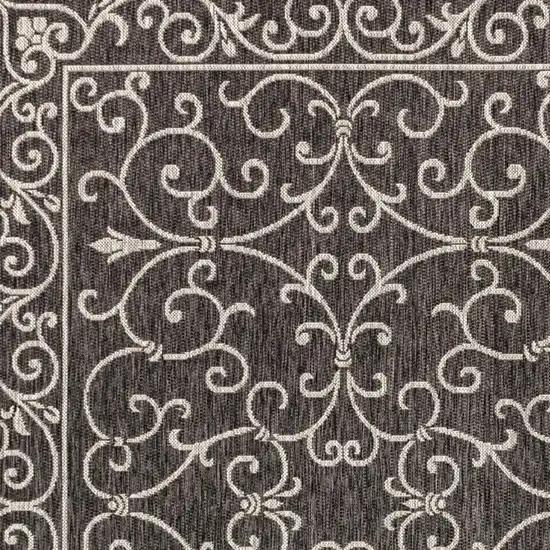 Black And Gray Medallion Indoor Outdoor Area Rug Photo 2