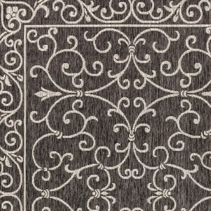 Black And Gray Medallion Indoor Outdoor Area Rug Photo 2