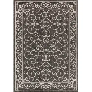 Photo of Black And Gray Medallion Indoor Outdoor Area Rug