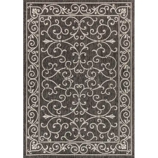 Black And Gray Medallion Indoor Outdoor Area Rug Photo 1