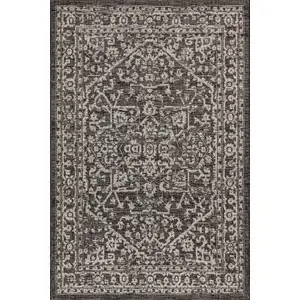 Photo of Black And Gray Medallion Indoor Outdoor Area Rug