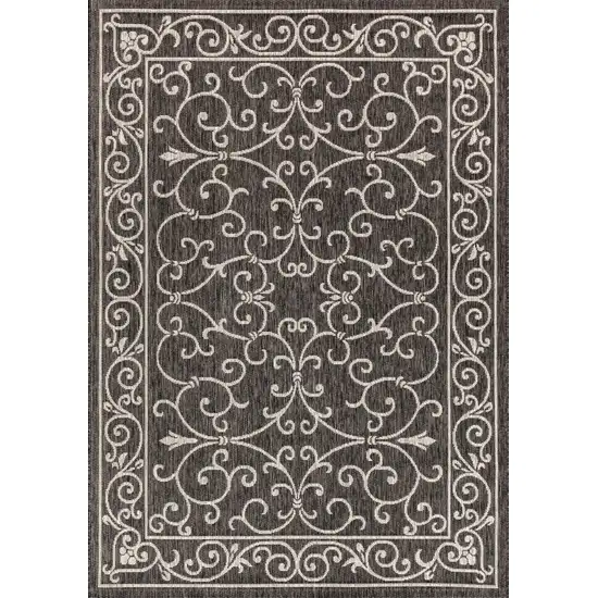 Black And Gray Medallion Indoor Outdoor Area Rug Photo 3