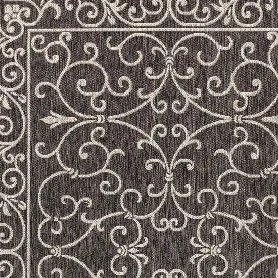 Black And Gray Medallion Indoor Outdoor Area Rug Photo 2