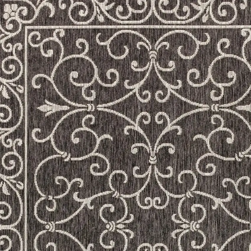 Black And Gray Medallion Indoor Outdoor Area Rug Photo 2