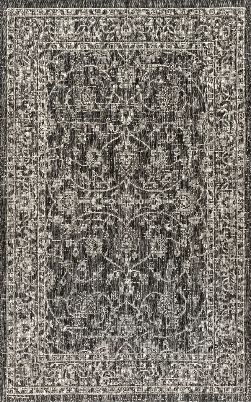 Black And Gray Medallion Indoor Outdoor Area Rug Photo 1