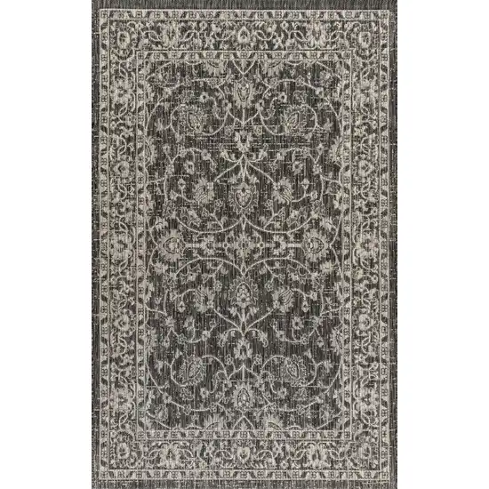 Black And Gray Medallion Indoor Outdoor Area Rug Photo 3