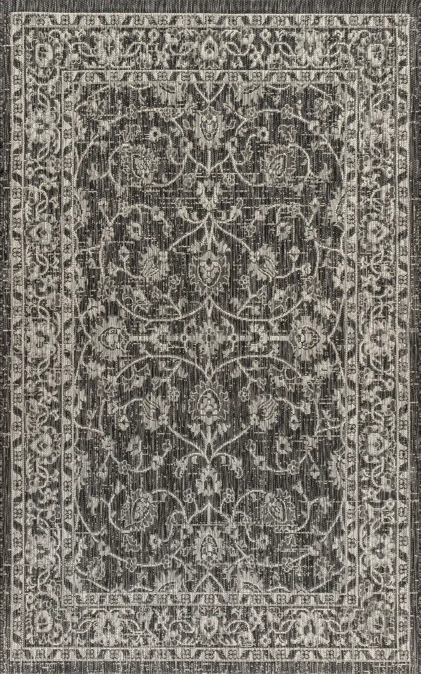 Black And Gray Medallion Indoor Outdoor Area Rug Photo 2