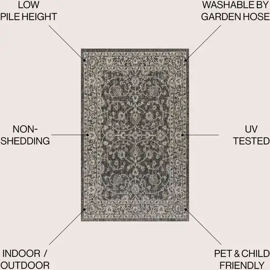 Black And Gray Medallion Indoor Outdoor Area Rug Photo 9