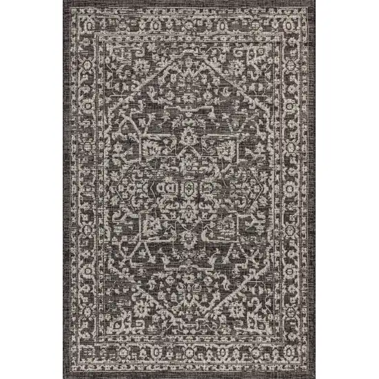 Black And Gray Medallion Indoor Outdoor Area Rug Photo 1