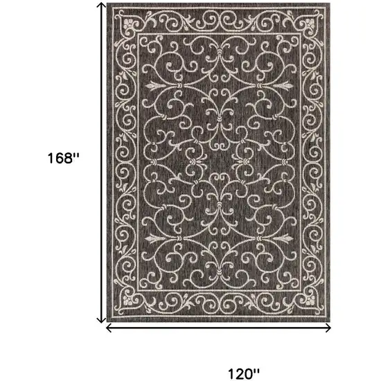 Black And Gray Medallion Indoor Outdoor Area Rug Photo 4