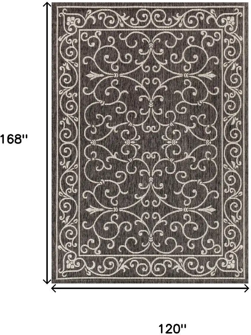 Black And Gray Medallion Indoor Outdoor Area Rug Photo 4