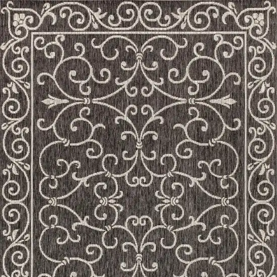 Black And Gray Medallion Indoor Outdoor Area Rug Photo 3