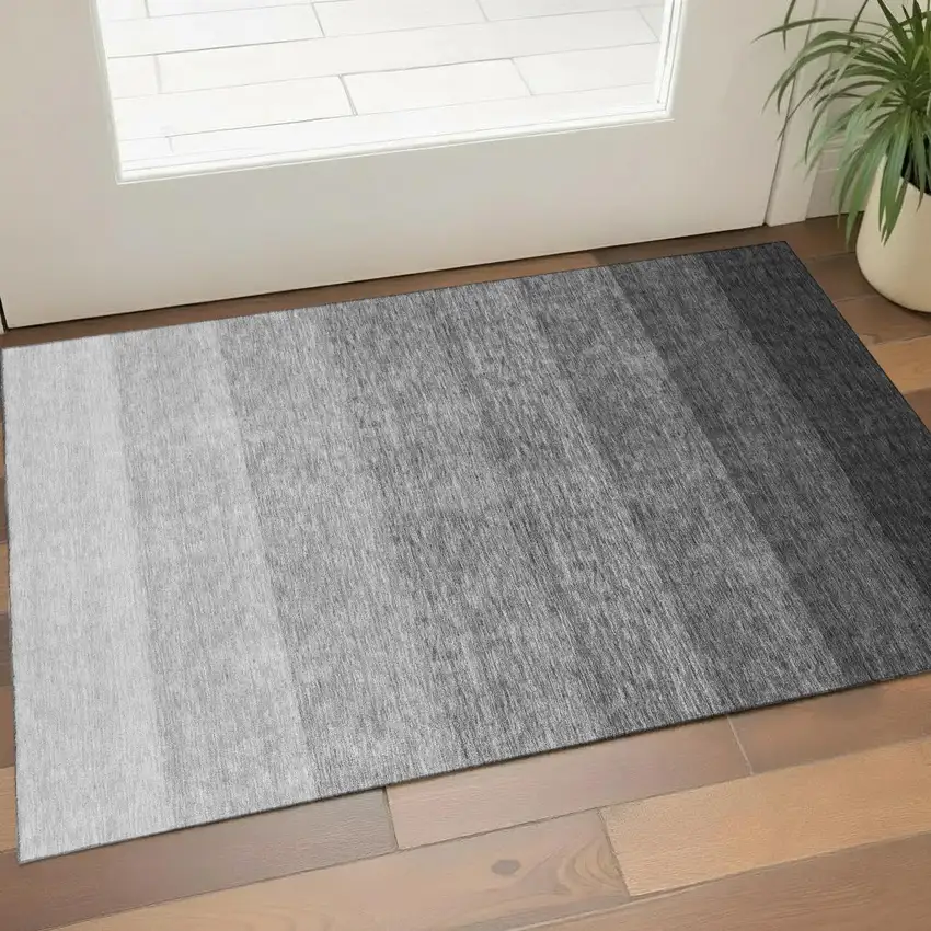 Black And Gray Ombre Washable Area Rug With UV Protection Photo 1