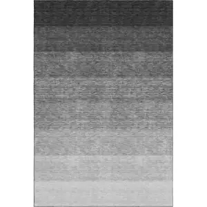 Photo of Black And Gray Ombre Washable Area Rug With UV Protection