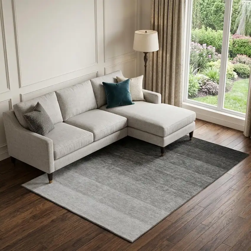 Black And Gray Ombre Washable Area Rug With UV Protection Photo 1