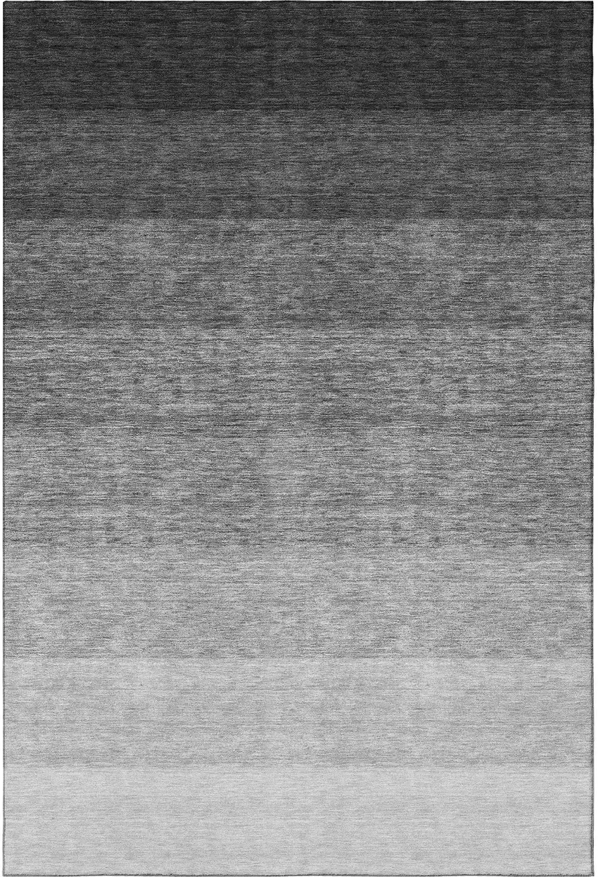 Black And Gray Ombre Washable Area Rug With UV Protection Photo 2