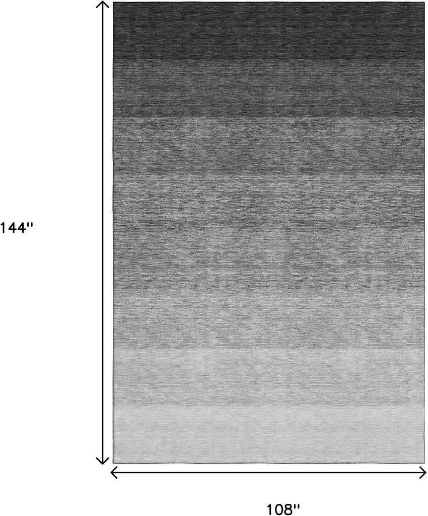 Black And Gray Ombre Washable Area Rug With UV Protection Photo 9