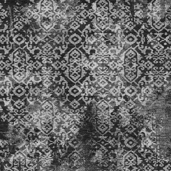 Black And Gray Oriental Washable Indoor Outdoor Area Rug Photo 3