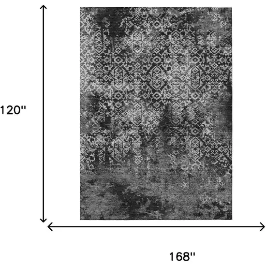 Black And Gray Oriental Washable Indoor Outdoor Area Rug Photo 6
