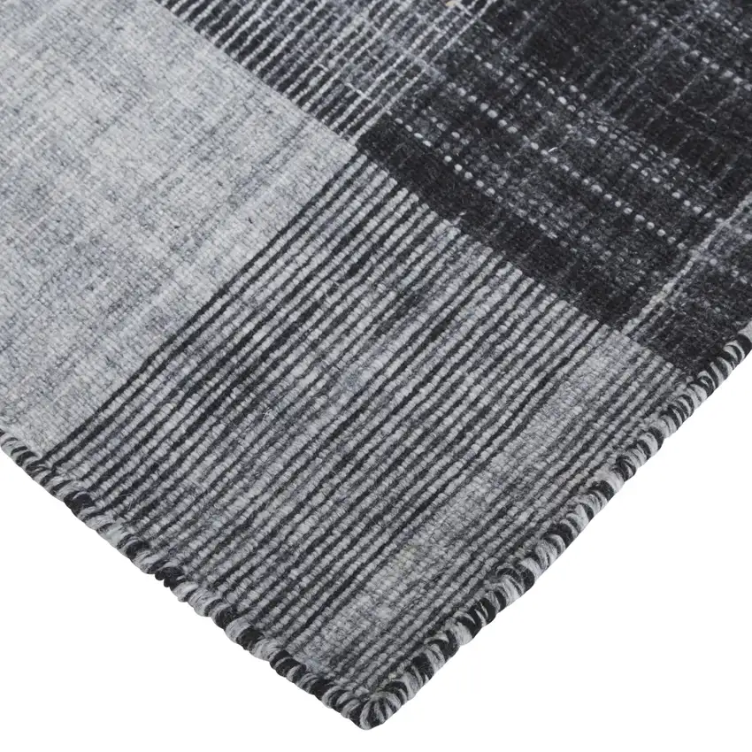Black And Gray Plaid Hand Loomed Area Rug Photo 2