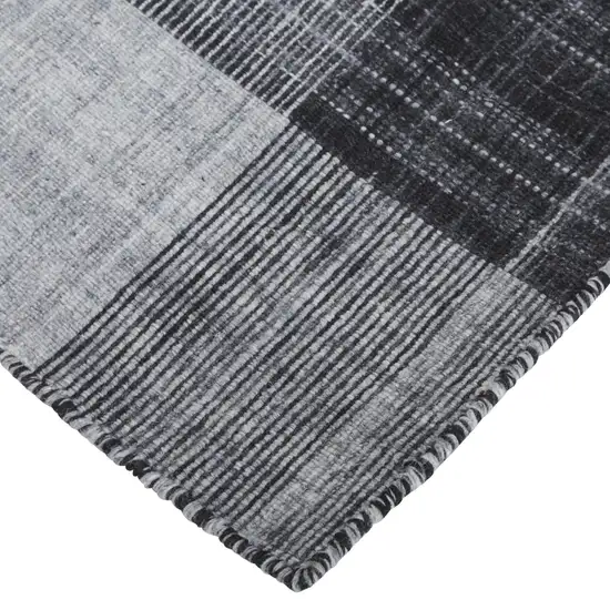 Black And Gray Plaid Hand Loomed Area Rug Photo 2