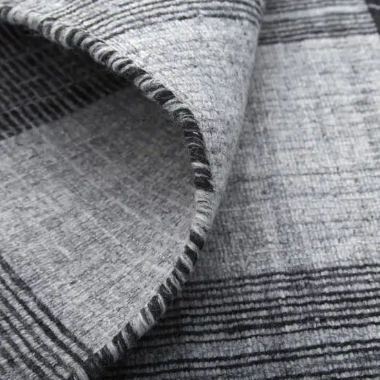 Black And Gray Plaid Hand Loomed Area Rug Photo 5