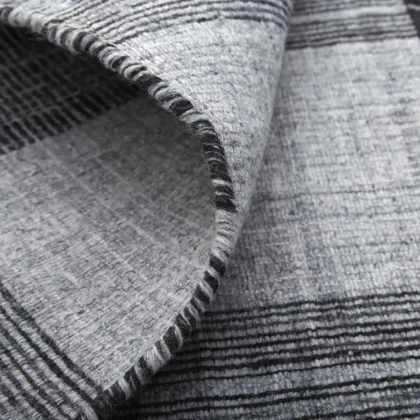 Black And Gray Plaid Hand Loomed Area Rug Photo 5