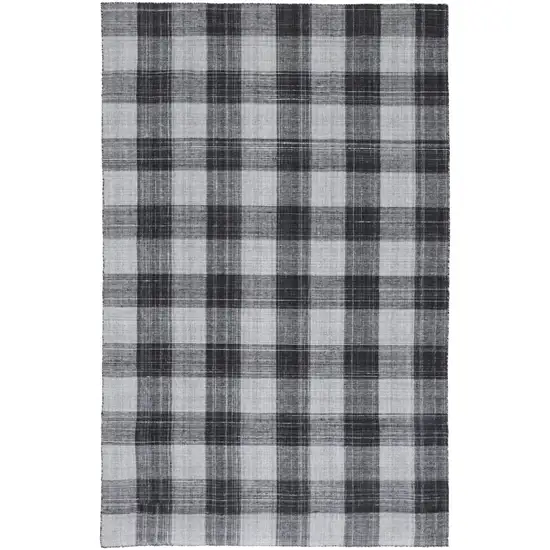 Black And Gray Plaid Hand Loomed Area Rug Photo 3