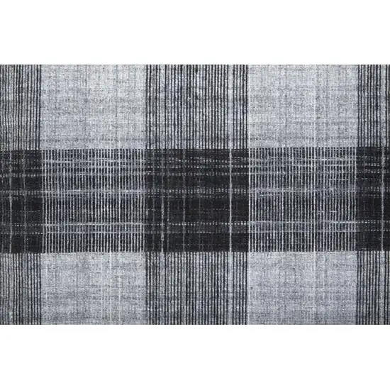 Black And Gray Plaid Hand Loomed Area Rug Photo 4