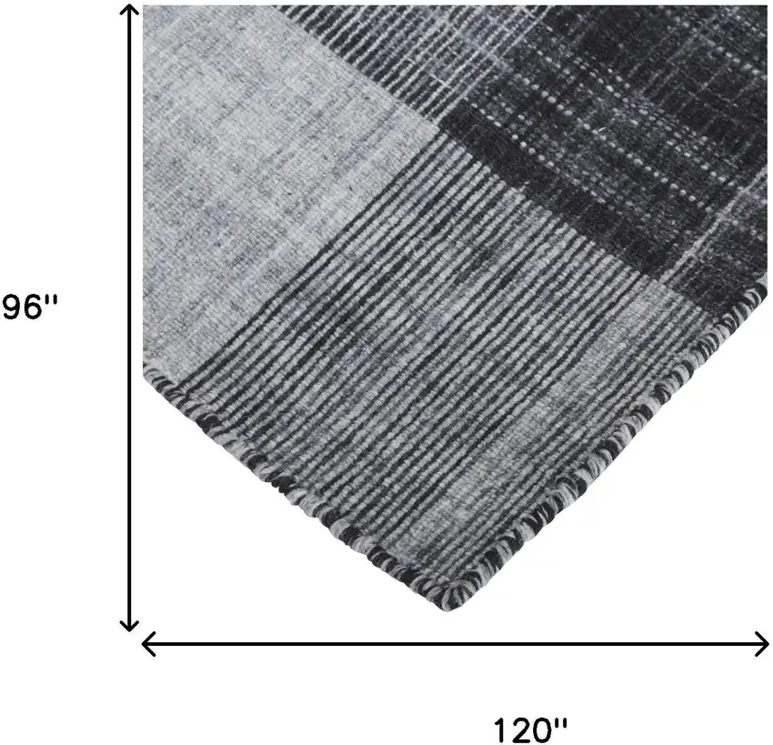 Black And Gray Plaid Hand Loomed Area Rug Photo 6